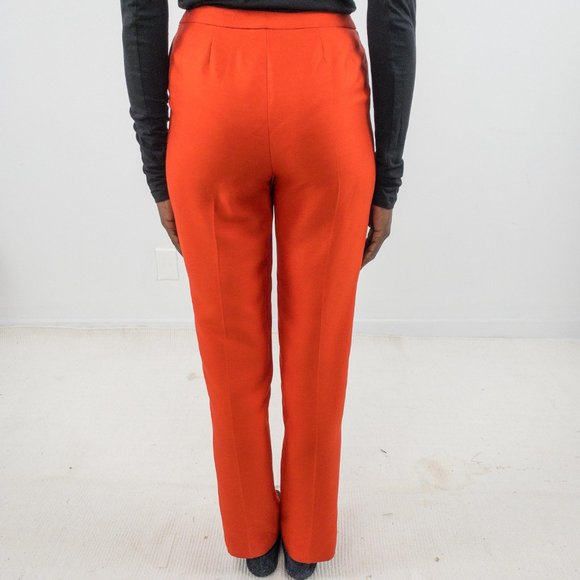 Vintage 90s S Silk Wool Slim Trousers Red - Picture 4 of 7